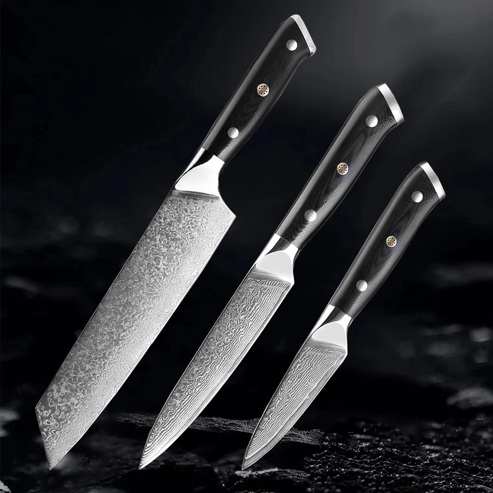 Akarui (あかるい) Couteau de chef japonais Santoku avec manche en ébène