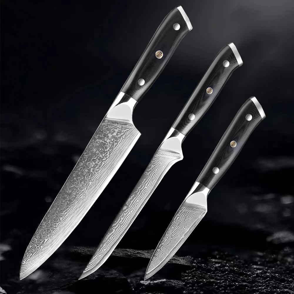 Akarui (あかるい) Couteau de chef japonais Santoku avec manche en ébène