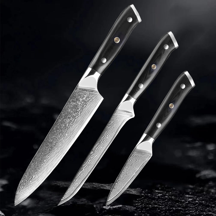 Akarui (あかるい) Couteau de chef japonais Santoku avec manche en ébène