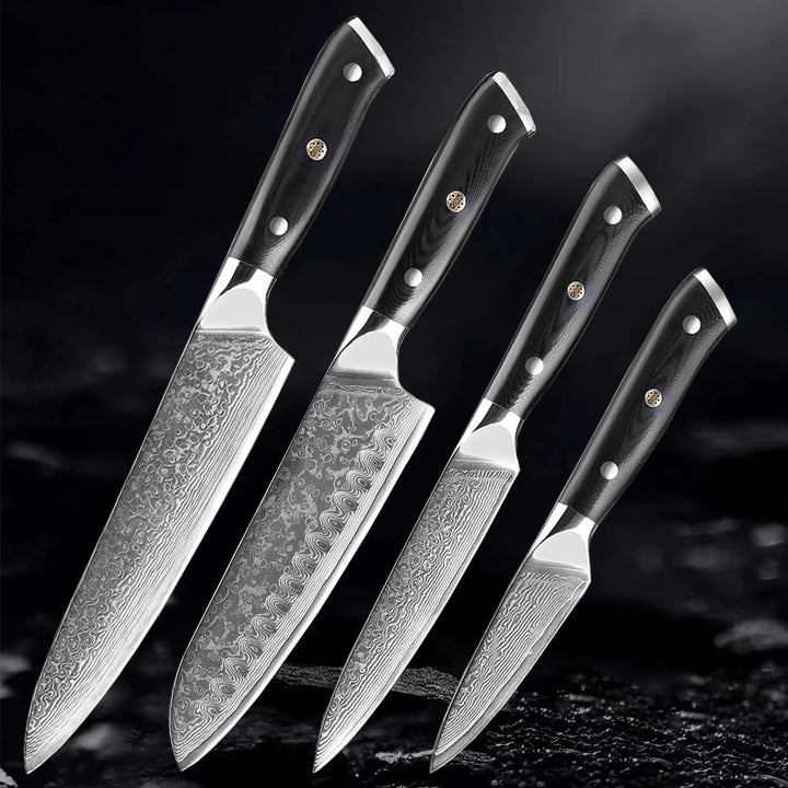 Akarui (あかるい) Couteau de chef japonais Santoku avec manche en ébène