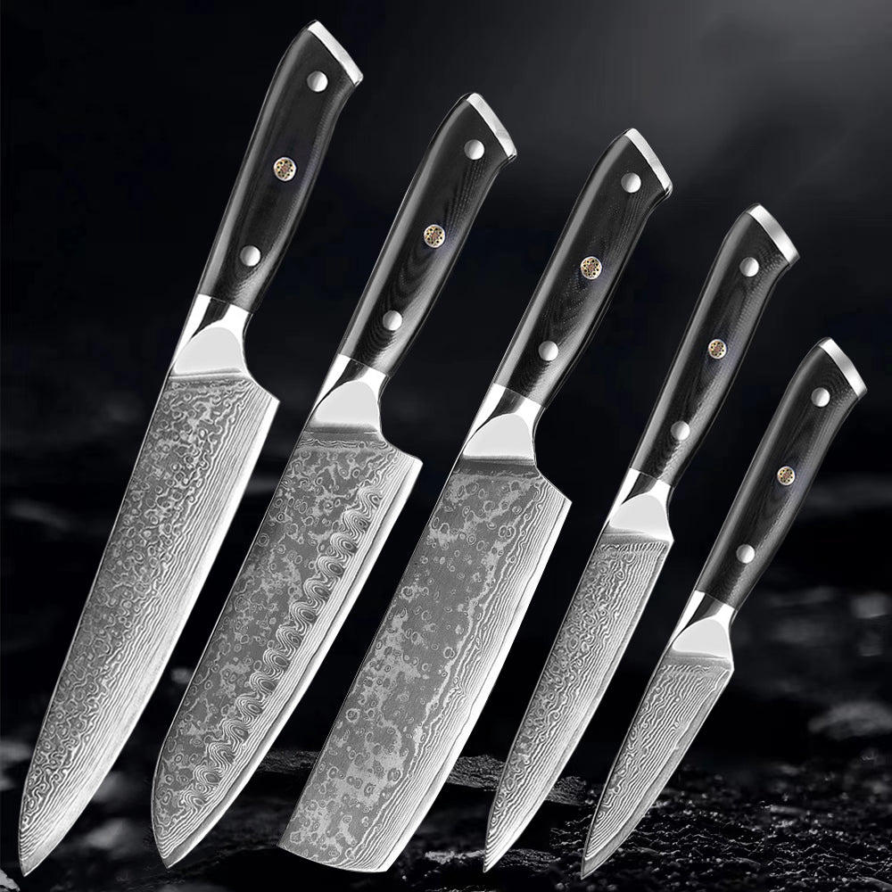 Akarui (あかるい) Couteau de chef japonais Santoku avec manche en ébène