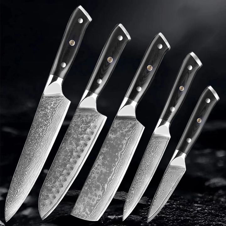 Akarui (あかるい) Couteau de chef japonais Santoku avec manche en ébène