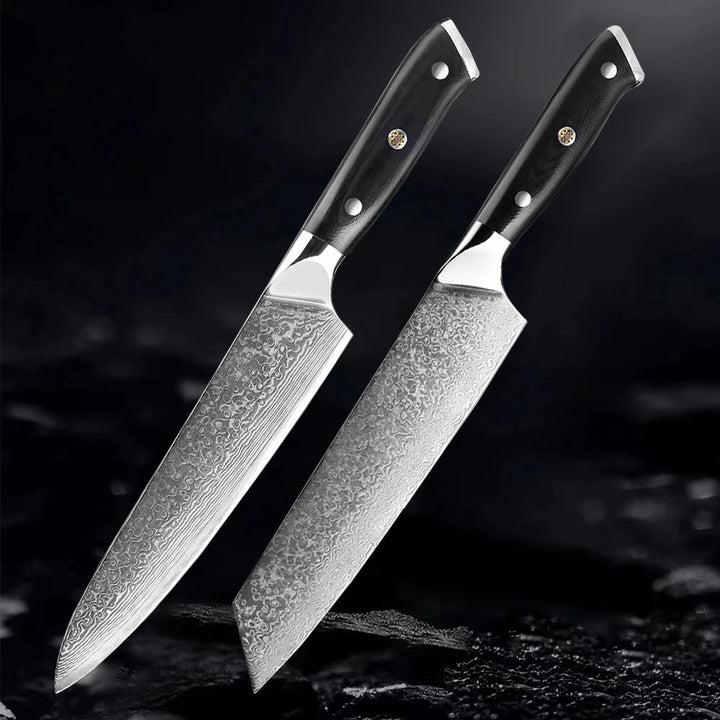 Akarui (あかるい) Couteau de chef japonais Santoku avec manche en ébène