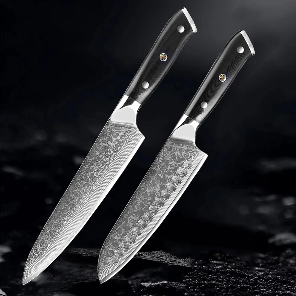 Akarui (あかるい) Couteau de chef japonais Santoku avec manche en ébène