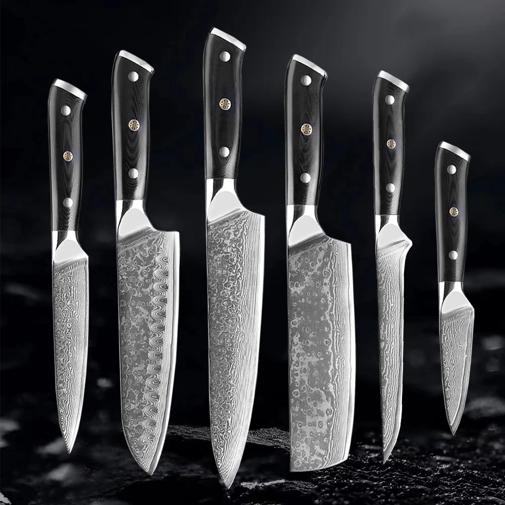 Akarui (あかるい) Couteau de chef japonais Santoku avec manche en ébène