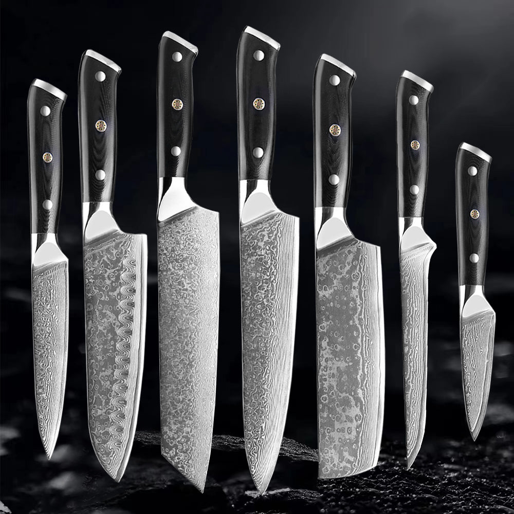 Akarui (あかるい) Couteau de chef japonais Santoku avec manche en ébène
