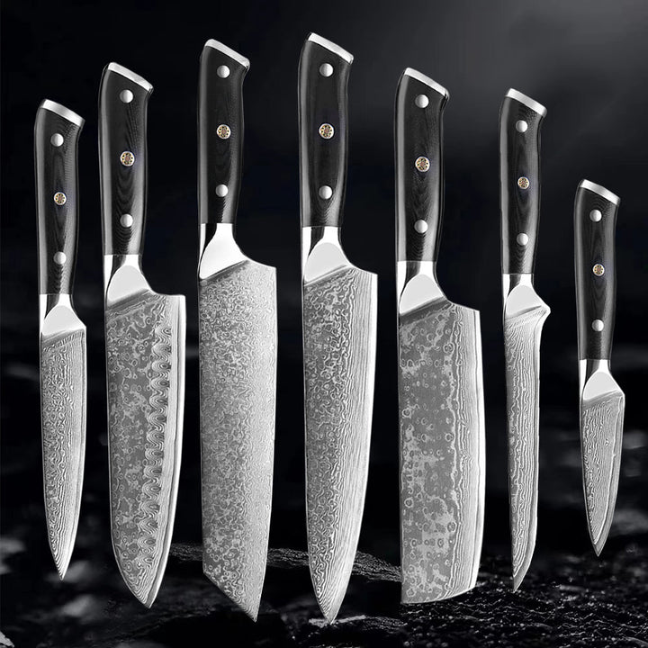 Akarui (あかるい) Couteau de chef japonais Santoku avec manche en ébène