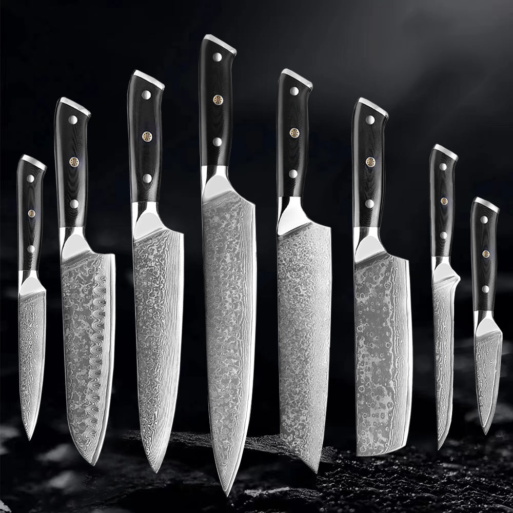 Akarui (あかるい) Couteau de chef japonais Santoku avec manche en ébène