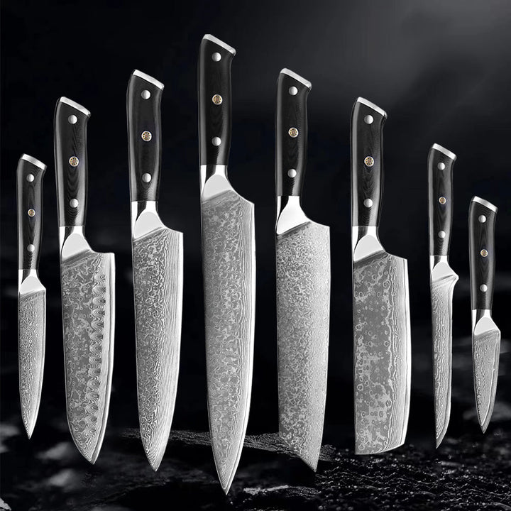 Akarui (あかるい) Couteau de chef japonais Santoku avec manche en ébène
