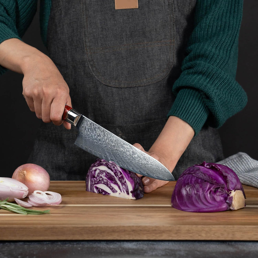 SAKUTO (作東) Ensemble de couteaux de cuisine japonais en acier damassé avec manche en résine