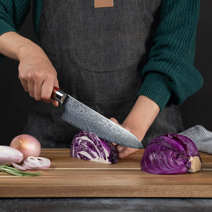 SAKUTO (作東) Ensemble de couteaux de cuisine japonais en acier damassé avec manche en résine