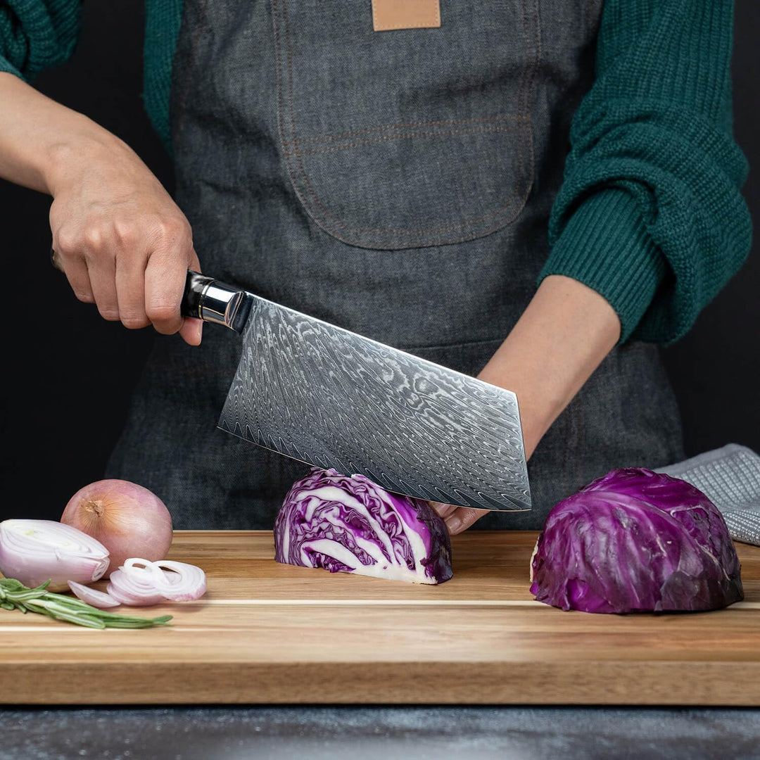 SAKUTO (作東) Ensemble de couteaux de cuisine japonais en acier damassé avec manche en résine