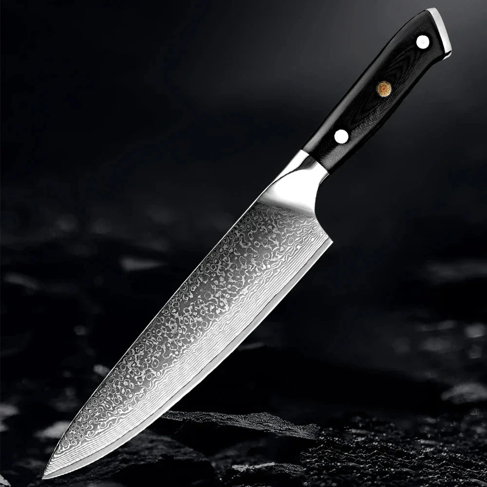 Akarui (あかるい) Couteau de chef japonais Santoku avec manche en ébène