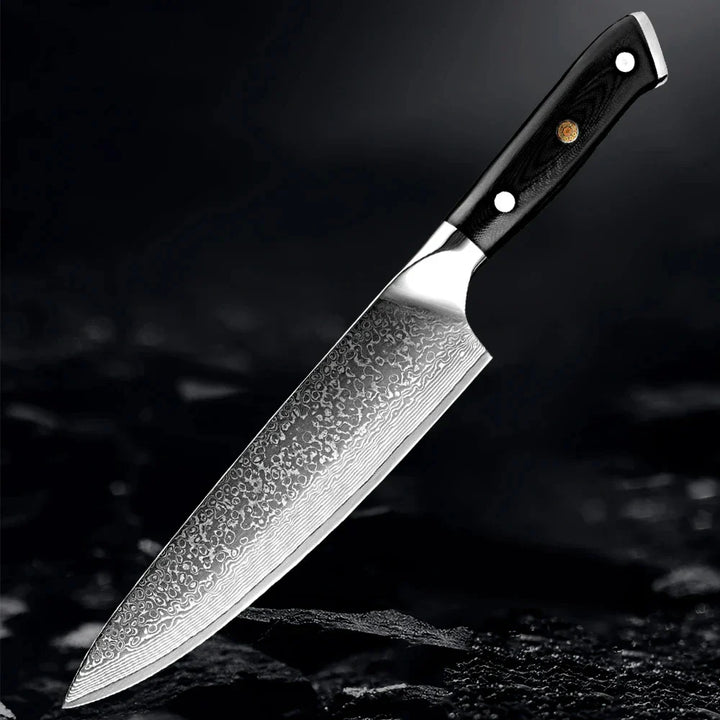 Akarui (あかるい) Couteau de chef japonais Santoku avec manche en ébène