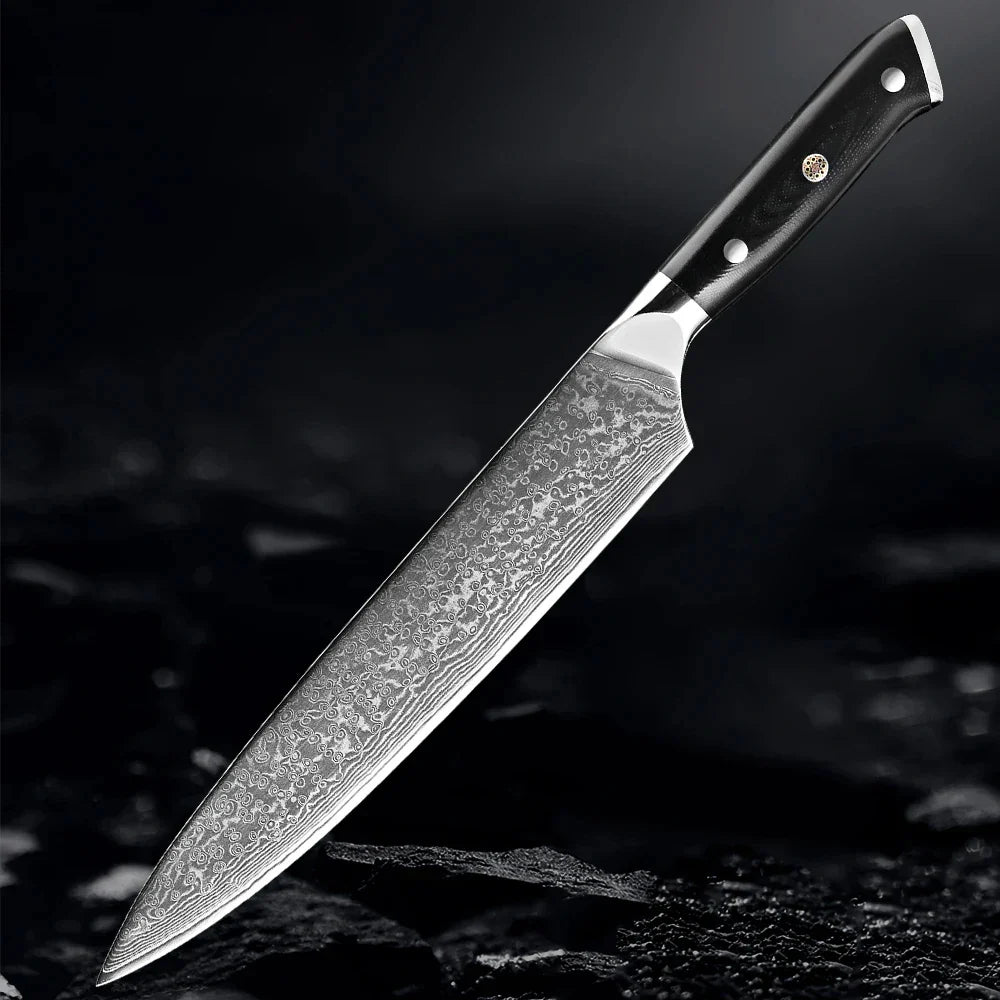 Akarui (あかるい) Couteau de chef japonais Santoku avec manche en ébène