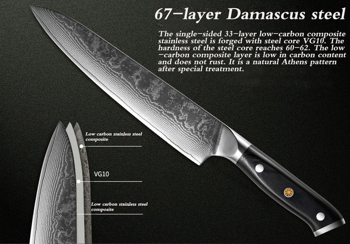 Akarui (あかるい) Couteau de chef japonais Santoku avec manche en ébène