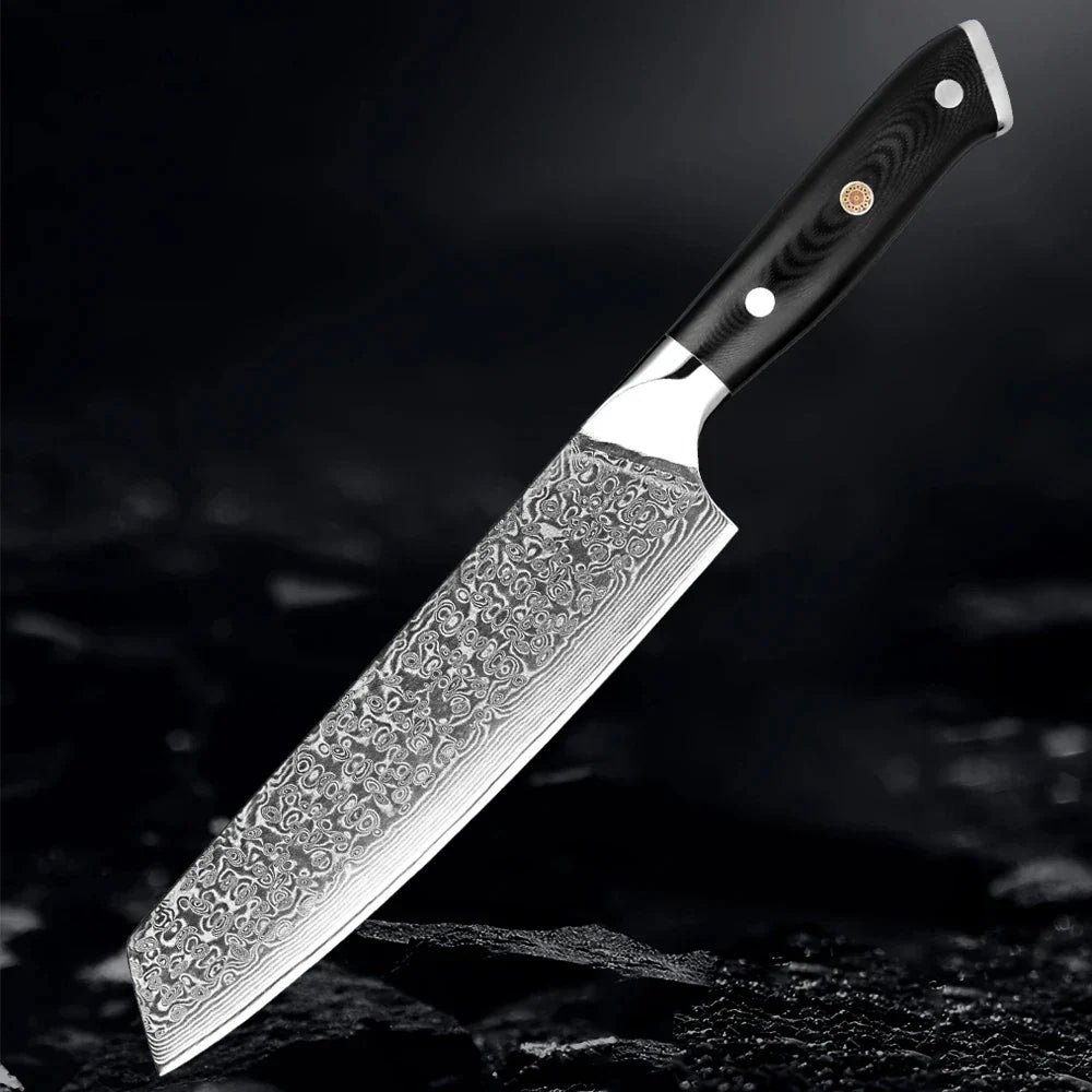 Akarui (あかるい) Couteau de chef japonais Santoku avec manche en ébène