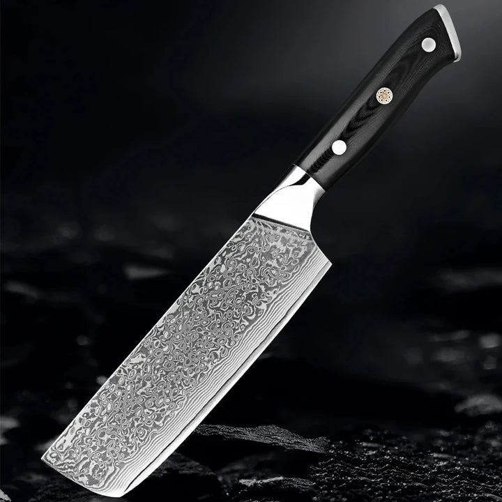 Akarui (あかるい) Couteau de chef japonais Santoku avec manche en ébène