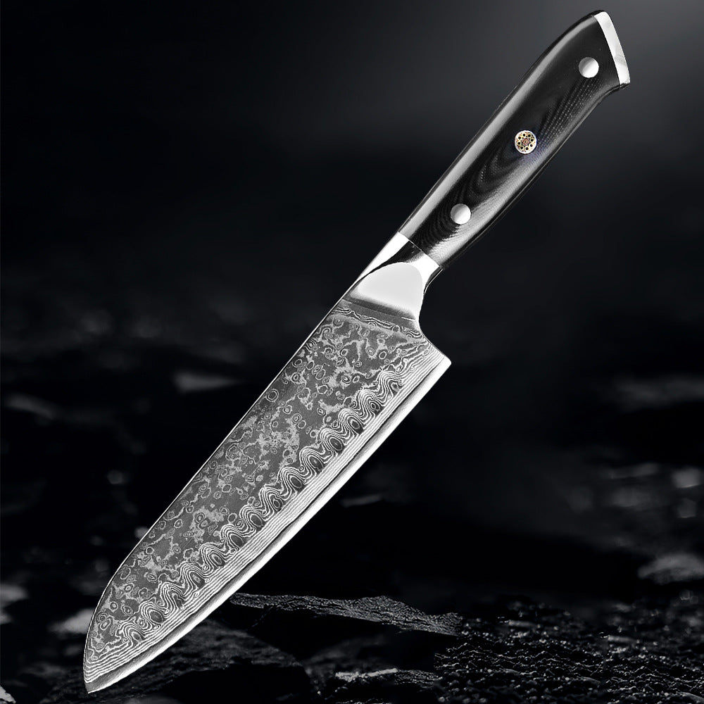Akarui (あかるい) Couteau de chef japonais Santoku avec manche en ébène