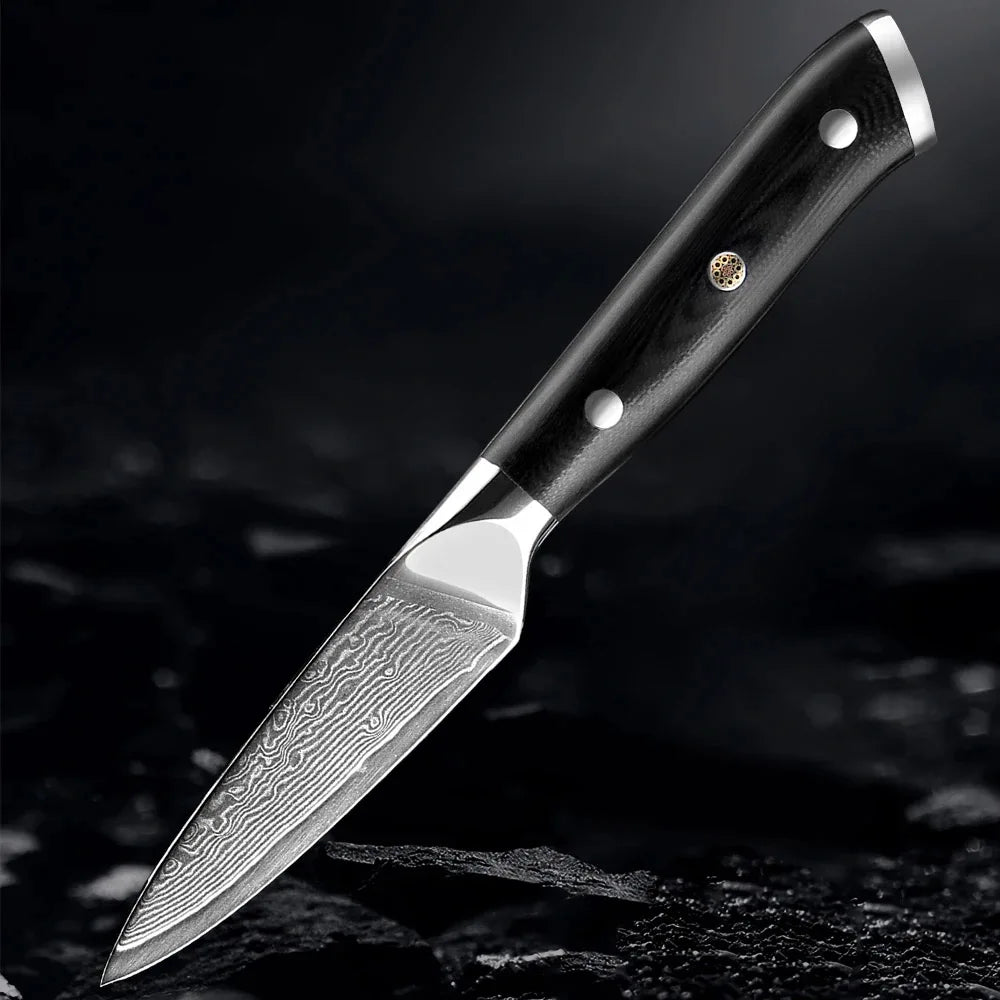 Akarui (あかるい) Couteau de chef japonais Santoku avec manche en ébène