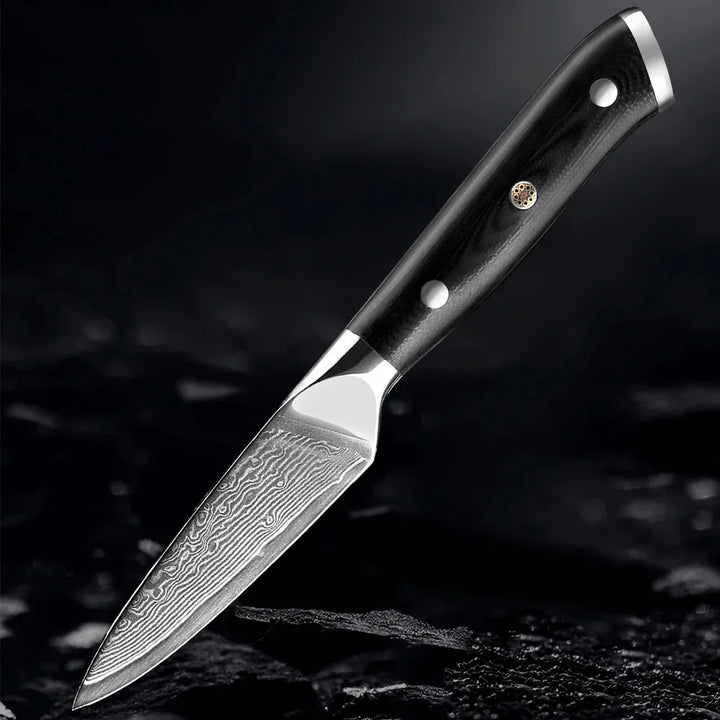 Akarui (あかるい) Couteau de chef japonais Santoku avec manche en ébène
