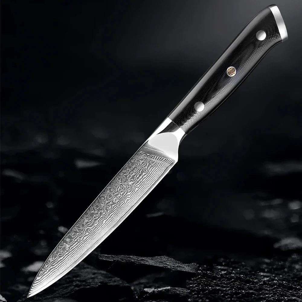 Akarui (あかるい) Couteau de chef japonais Santoku avec manche en ébène