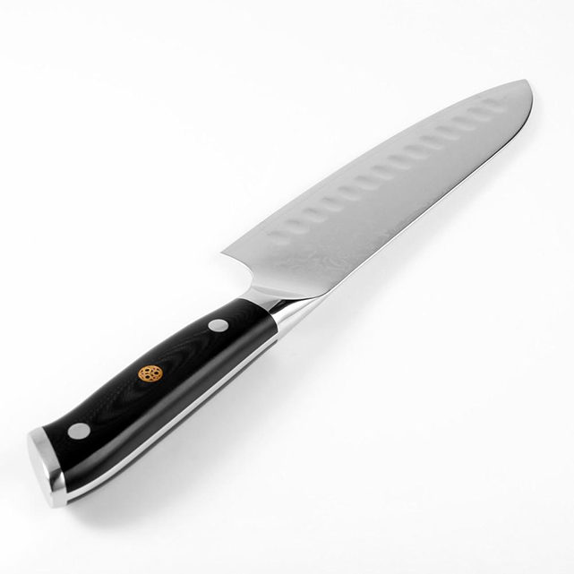 Akarui (あかるい) Couteau de chef japonais Santoku avec manche en ébène