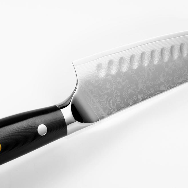 Akarui (あかるい) Couteau de chef japonais Santoku avec manche en ébène