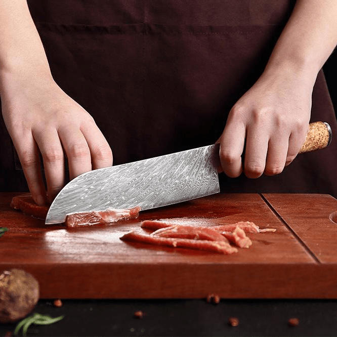 SAKUTO (作東) Ensemble de couteaux de cuisine japonais en acier damassé avec manche en résine