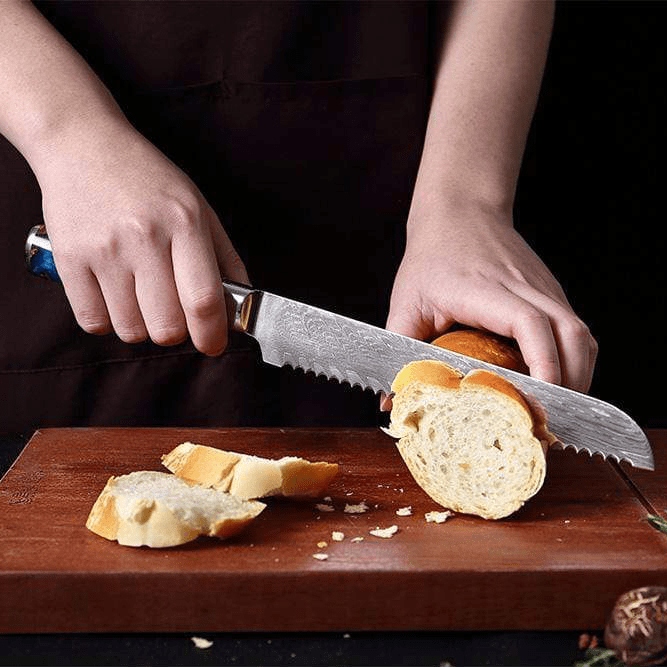 SAKUTO (作東) Ensemble de couteaux de cuisine japonais en acier damassé avec manche en résine