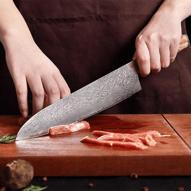 SAKUTO (作東) Ensemble de couteaux de cuisine japonais en acier damassé avec manche en résine