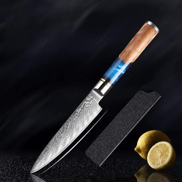 SAKUTO (作東) Ensemble de couteaux de cuisine japonais en acier damassé avec manche en résine